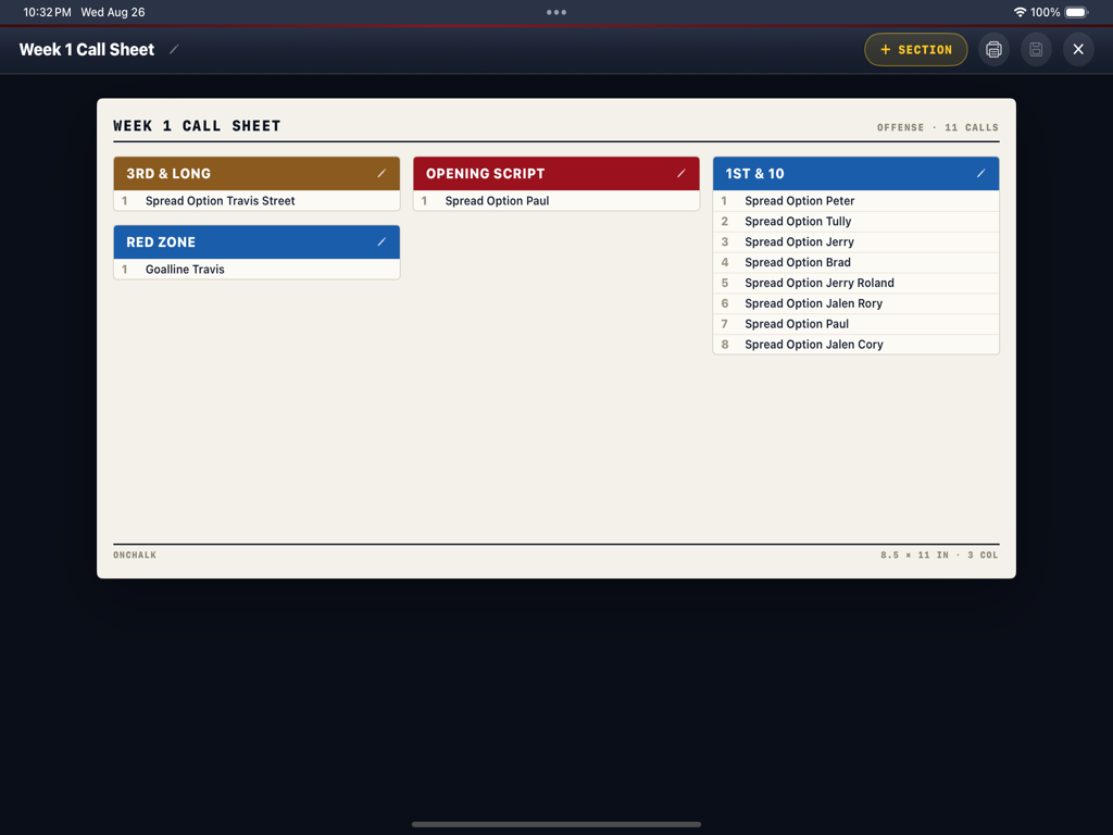 Call-sheet builder — Week 1 Call Sheet