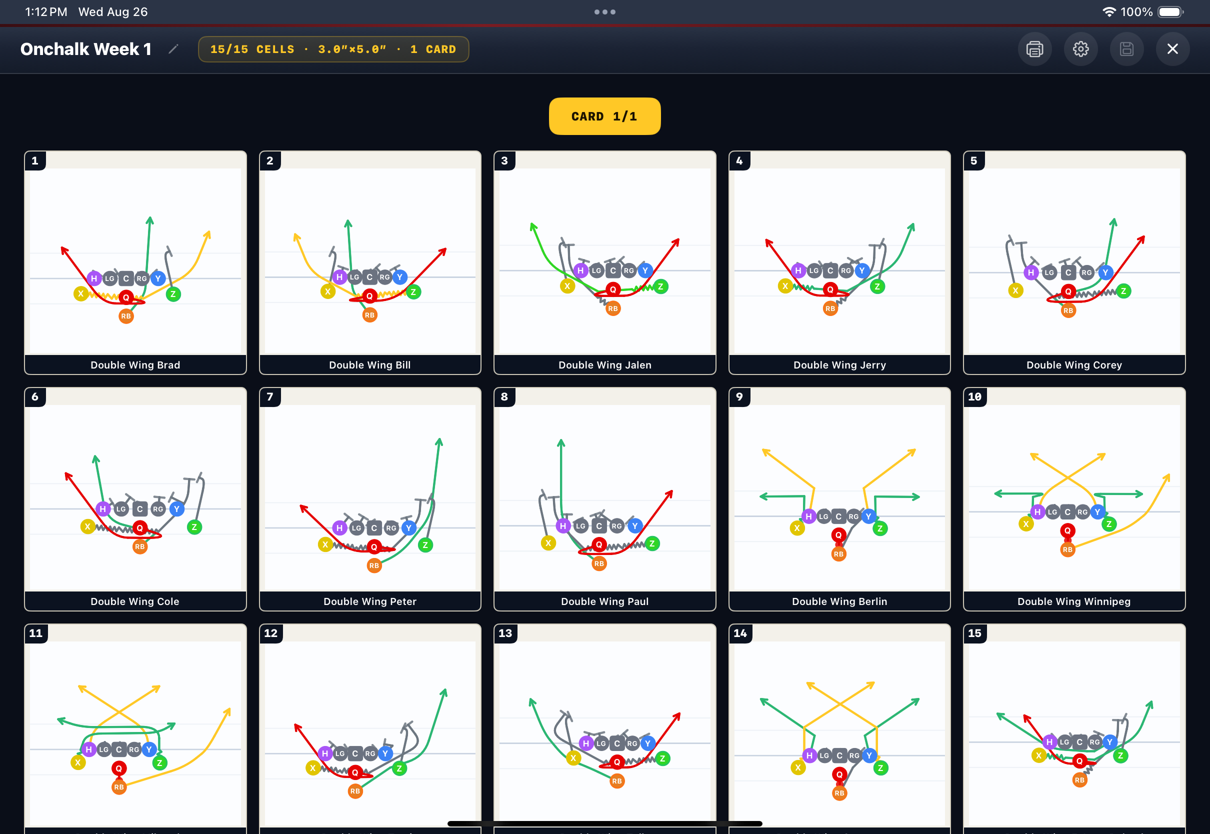 Wristband builder — Onchalk Week 1, offense